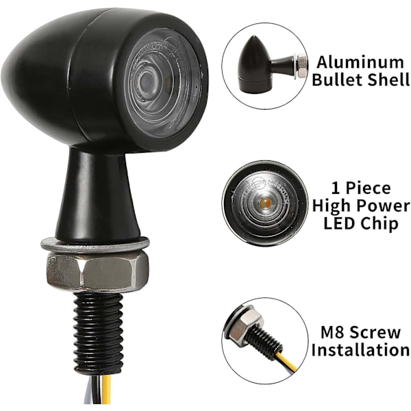 12V LED-vilkut moottoripyörille, 2 kpl vedenpitäviä mini