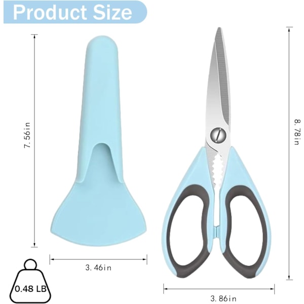 2-pack Kraftiga Köksaxar med Magnetisk Hållare, Diskmaskinssäkra Rostfria Köttsaxar, Multifunktionella Allround Saxar