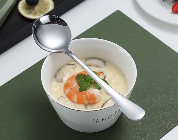 Suppe Skeer, 6 Styk 19 cm Rustfrit Stål Runde Skeer, Middag