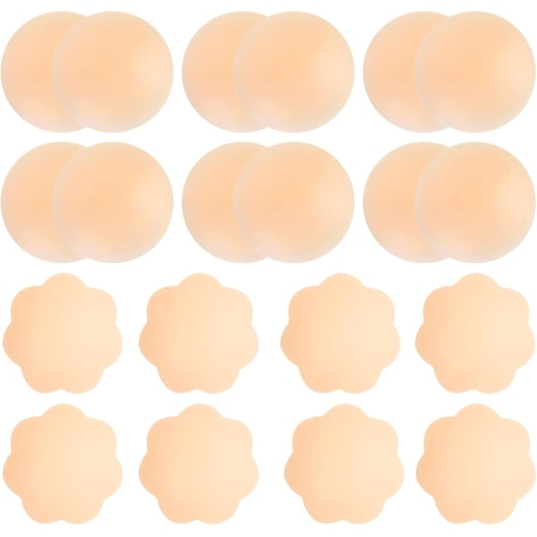 10 Par Brystvortebeskyttere for Kvinner, Silikon Brystvortepads Klebrige Usynlige, Gjenbrukbare Vanntette Selvklebende Brystblader Beige