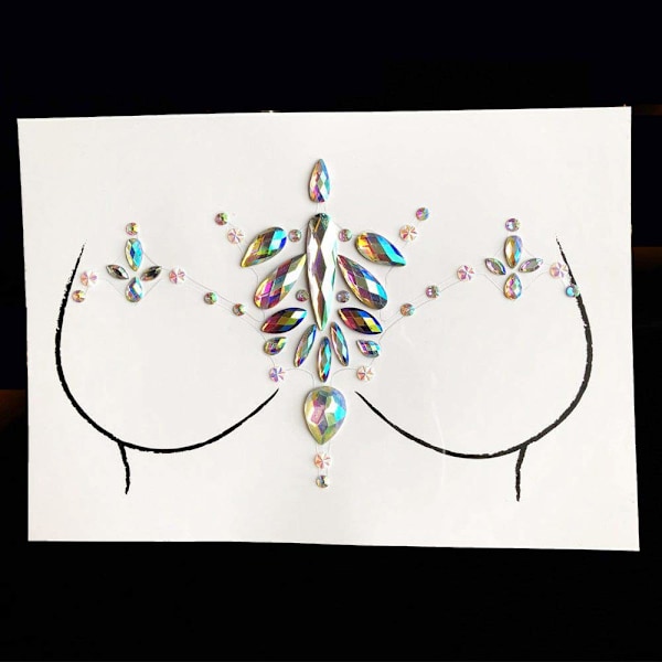 1 stk. Brystjuveldekorasjon Rhinestone Brystklistremerke Midlertidig Tatovering Kroppsklistremerke Flash Bryst Diamant Selvklebende Klistremerker for Kvinne Festival Makeup
