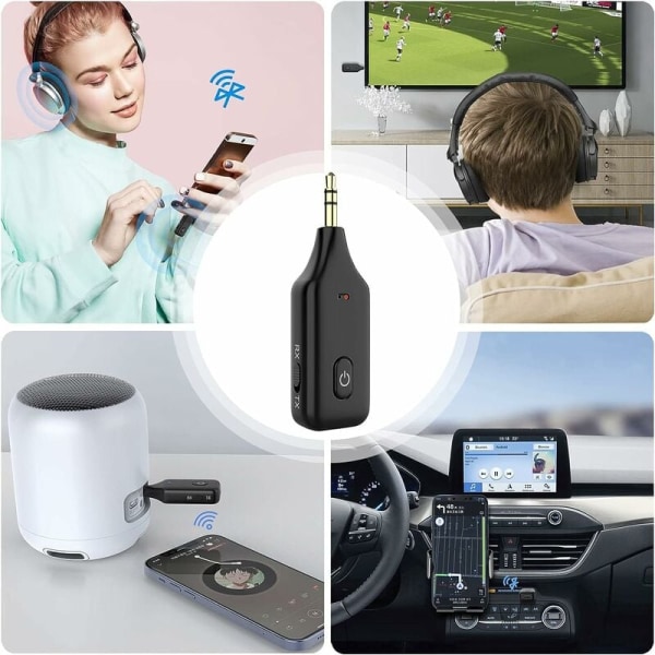 Bluetooth Bil Aux Adapter 3.5mm Jack, Bluetooth V5.1 RX TX Modtager