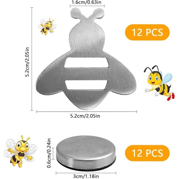12 st Magnetiska Dukvikter Bi-form Rostfritt Stål Dukvikter Dukklämmor för Utomhus Picknick Fest Trädgård Inomhus (Silver)