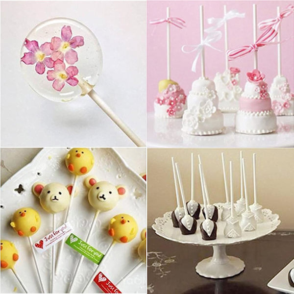 100 Pakk (Hvit) Pinner for Lollipop og Cake Pops, Papirpinner