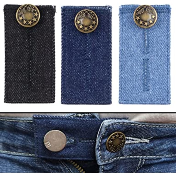 Bältesförlängare för jeans och byxor, set om 3, midjeförlängare upp till