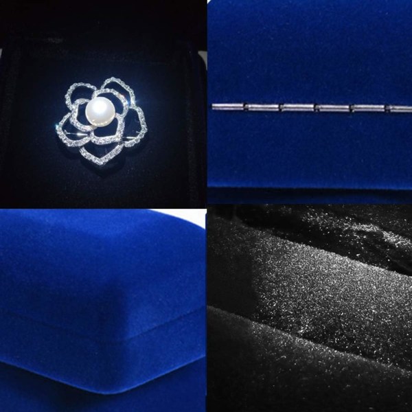 (Blå) Fløjl Ringeæske med LED Lys Ringeæske til Bryllup, Frieri