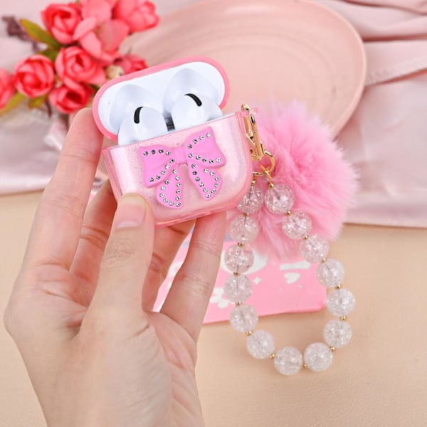 Sött Genomskinligt Airpod 4 Skal Kompatibelt med Rosa Kawaii Rosett AirPods 4:e Generationens Skalskydd för Kvinnor och Flickor