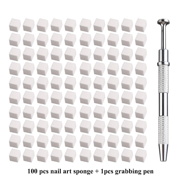 100 st Mjuka Nagelsvampar för Ombre, Nagelsvampar för Nagelkonst med Gripppenna, Ombre Nagelborste, Manikyr Nagelkonstverktyg, Professionella Tillbehör
