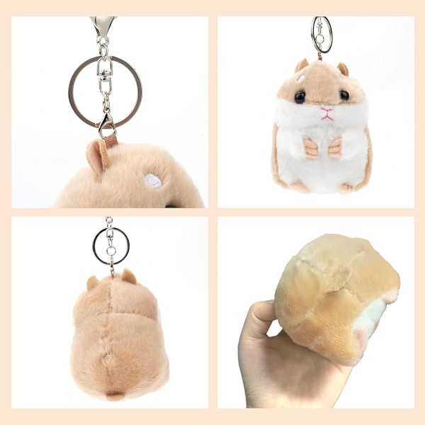2-pack Plysch Hamster Nyckelringar Gosedjur Nyckelring Hänge Plånbok Ryggsäck Handväska Berlocker