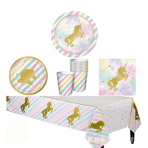 Barnkalas Tan Unicorn Party PE Duk Engångs Me