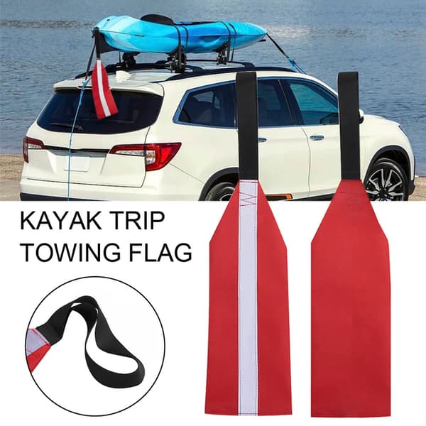 Sikkerhedstogningsflag med strop, 4 stk. (Rød med reflekterende stribe) til