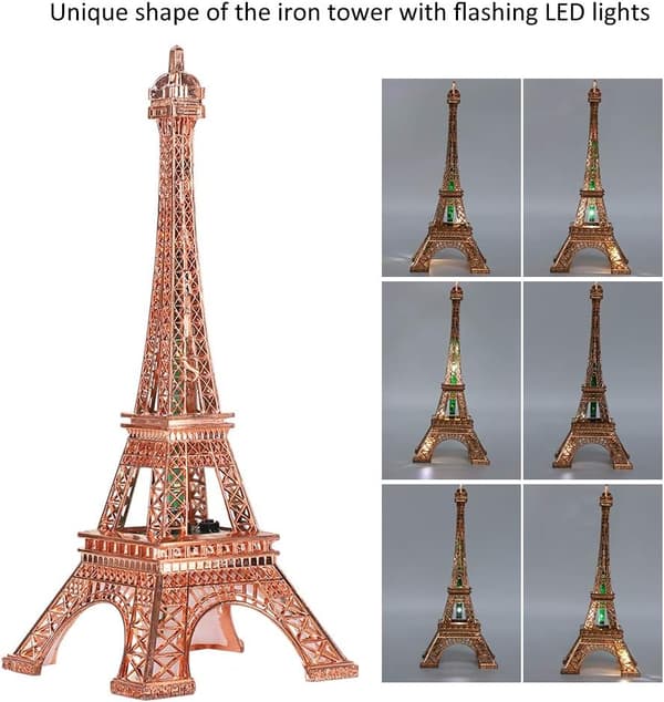 Eiffeltårnsstatue, 26cm LED Eiffeltårn, Paris Mode Farverig