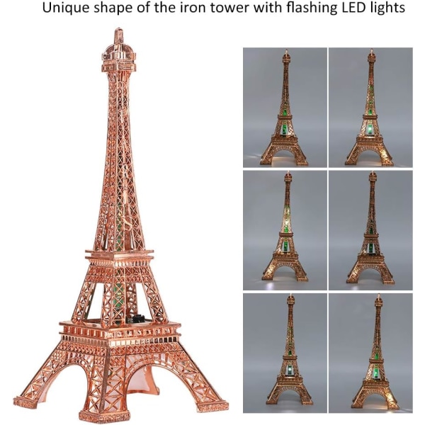 Eiffeltornsstaty, 26cm LED Eiffeltorn, Paris Mode Färgglad