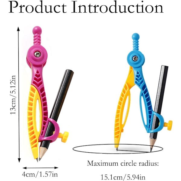 Ergonomiset piirtimet matematiikkaan ja geometriaan, pyöreiden muotojen piirtämiseen, 2 kpl, piirrin lyijykynällä ja piirrin kynänpidikkeellä