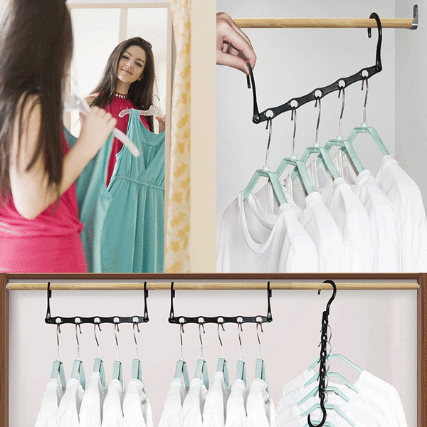 Magic Hanger, 5 platsbesparande krokar (svart), multifunktionell vertikal