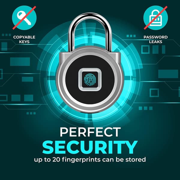 P5 Biometrisk Fingeravtryckshänglås Vattentätt USB Laddningsbart för