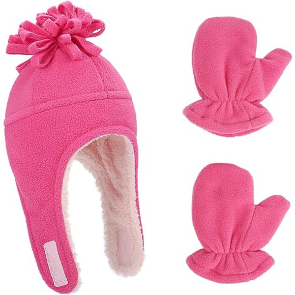 Beanie (S) i varm fleece for baby gutt jente vinter pilotlue og M