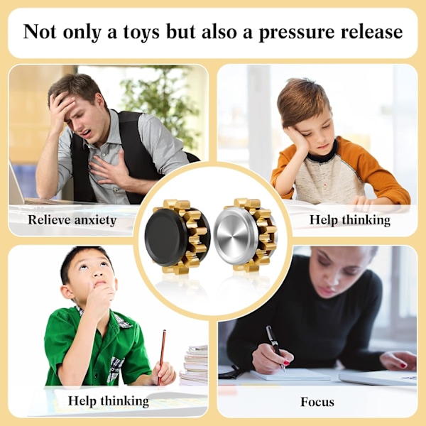 2 Stk. Kobber Gear Metal Spinner Legetøj Lille Fidget Legetøj Solid Metal Messing Gear Mini Stålleje til Voksne Kobber Gear Design Kedsomhedsdræbende Tid T