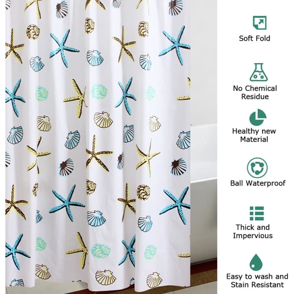 200x200 cm skimmelresistent bruseforhæng til badeværelse 180/200/220/240 cm - Blå ekstra lang bruseforhæng, PEVA badeværelsesforhæng, 240 cm fald bruseforhæng