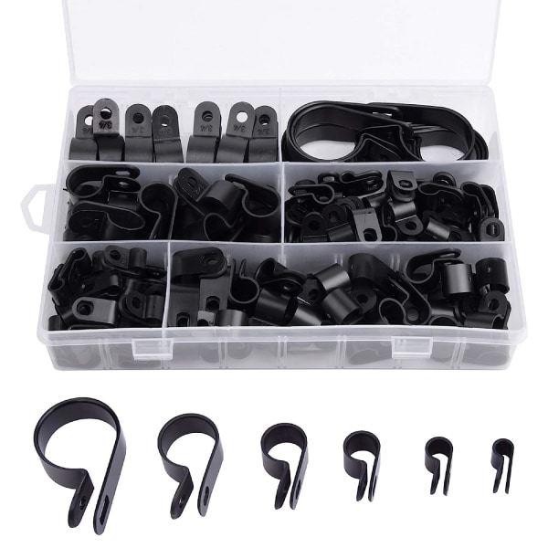 200 stk Tykke Nylon P-Klips Kabelklemme Klips - 3/16’’ 1/4’’ 3/8