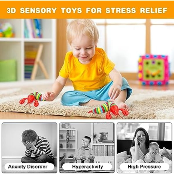 Slim Toy, 3D Leddet Klistrete Strekkbare Sansestimulerende Leke (Kreps)