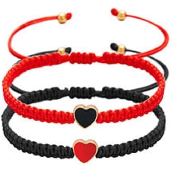 Sett med 2 fargerike hjerteperle-matchende armbånd for par og vennskap Pinky Promise Hjerte flettet lærtau armbånd håndledd justerbart armbånd