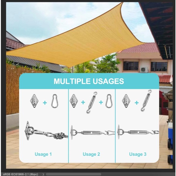 M6 Skuggsegel Fästkit, Rostfritt Stål Solsegel Fästkit för Triangel och Kvadrat, Rektangel, Solsegel Fästtillbehör