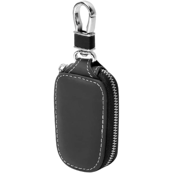 (Sort) Car Remote Key Case Lille lædertaske til mænd Lynlås nøgle