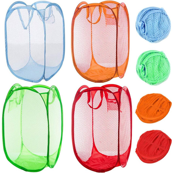 4 Pakk Sammenleggbare Mesh Vaskeromskurver for Soverom, Barnerom, C