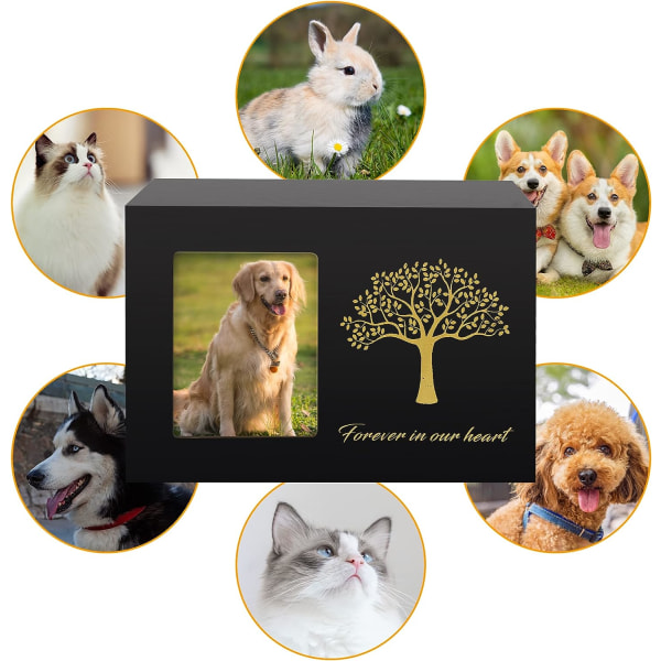 (Sort, 13cm × 13cm × 18cm) Hundeurne Træ Hundeurne Urne til Kat og