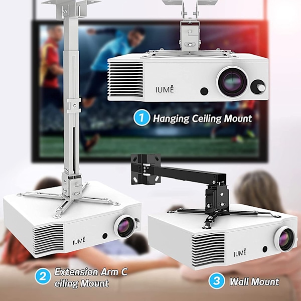 Projector Takmontering - Universal Veggmontering for Projektor med 21-54cm Utvidelsesbom opptil 13,6kg Bæreevne