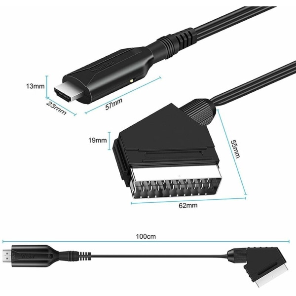 Scart till HDMI-omvandlare Audio Video Adapter För Hdtv/dvd/ set top