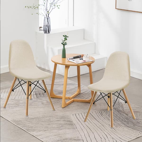 Stolsöverdrag i modern medeltida stil med flätat halm, set om 4 (beige, set om 4)
