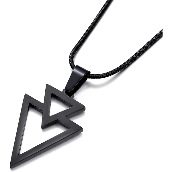 Geometric Pendant Necklace for Men Stainless Steel Triangle Necklace with 22 Inch Snake Chain