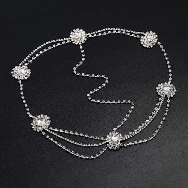 Kvindes Rhinestone Bit Kæde Boho Krystal Hovedbeklædning Rosenguld Bryllup