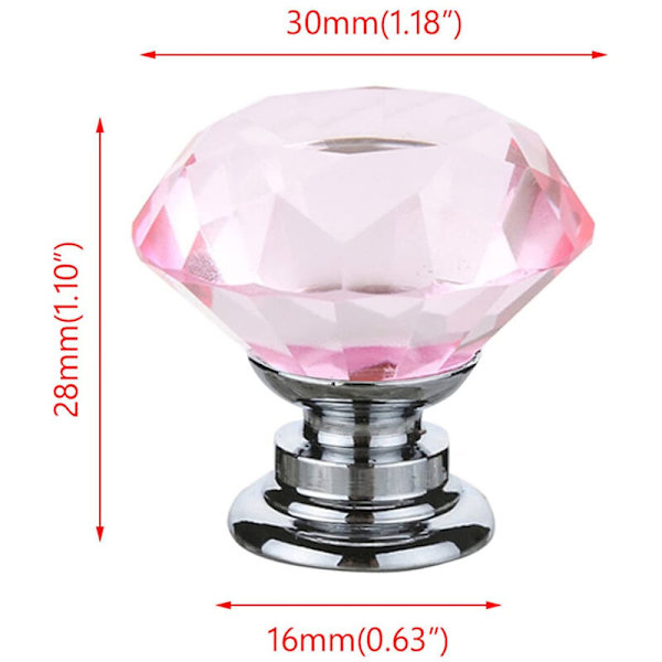 10 stk. Knobs - Rose Krystall Dør 30mm Diamant Skuffhåndtak