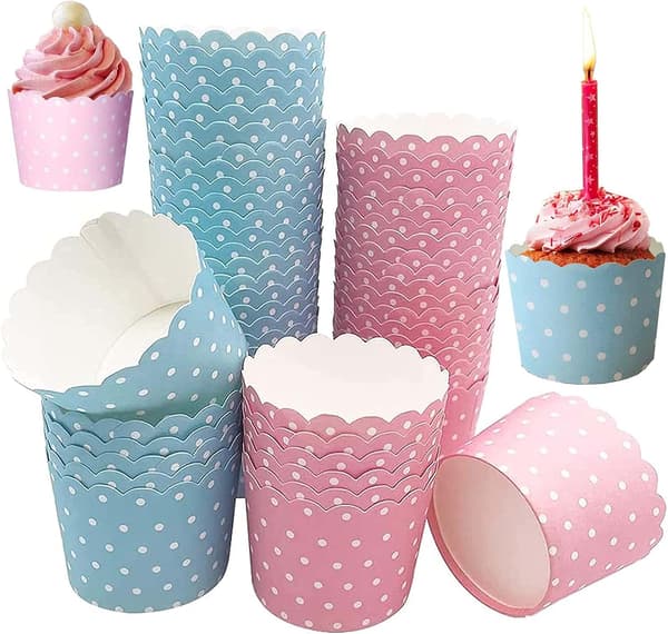 100 stk Bakepapirkopper, Papir Cupcakeformer, for Hjemmeovn