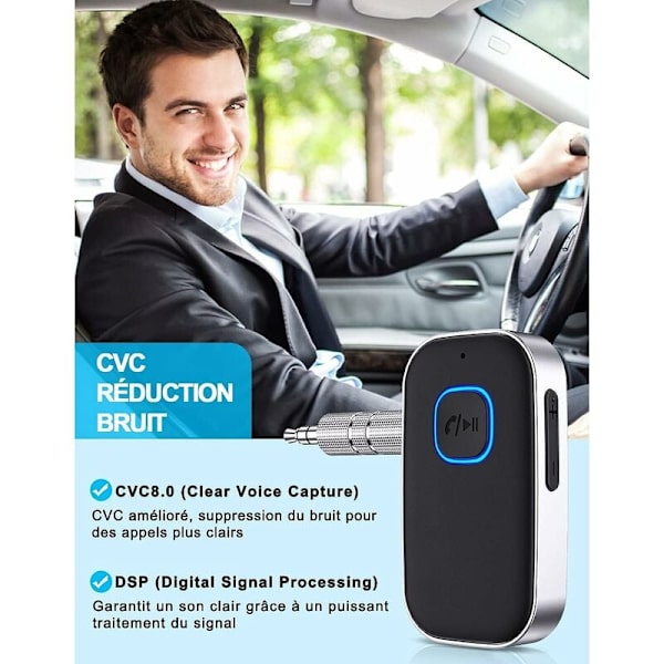 Bluetooth 5.0 Billadapter, Bil Bluetooth-adapter 3.5mm AUX-uttag
