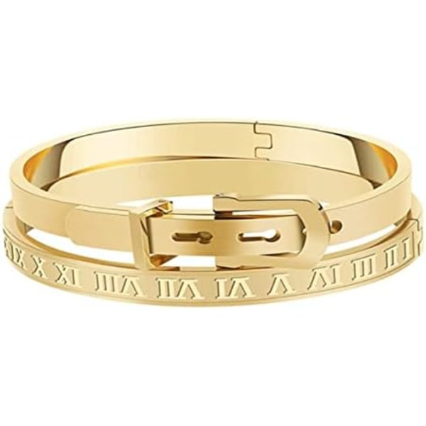 Guld Sølvbelagte Armbånd til Mænd Kvinder Romertal Armring Armbånd Rustfrit Stål Personlig Graveret Unisex Gi