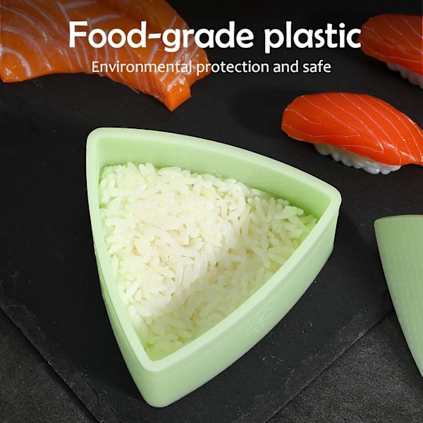 DIY Triangel Risbollsform, Non-Stick Sushitillverkare, Lätt Demold Onigiri Press, Livsmedelsklassad Plast, Ljusgrön, 8,5x8,5x4 cm, Perfekt för Barn