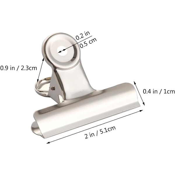 20 kpl Suuret Metalliset Saranoilla Varustetut Leikkurit, 2 tuumaa (51 mm) Hopeiset Bulldog-Paperileikkurit