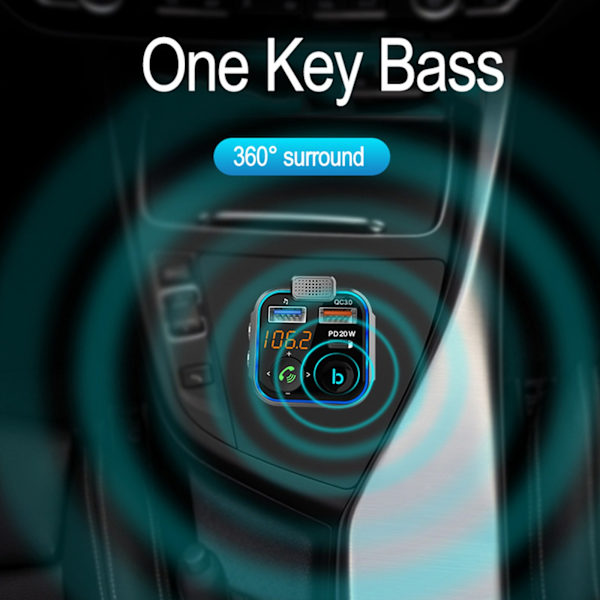 Bil FM-transmitter, [Nyeste version] Trådløs Bluetooth 5.0 Radio