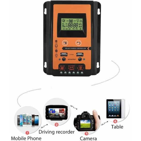 MPTT Solcelleladningsregulator 12V/24V Solpanel Batteri Regulator