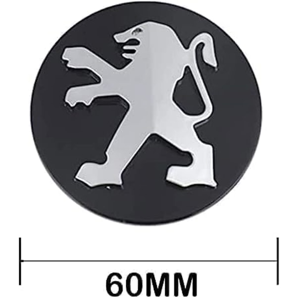 4st Bilhjul Center Caps för Peugeot 60mm Svart, Navkapslar Cente