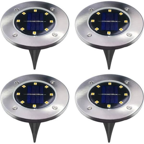 4 stk. Solcelle Jordlys 8 LED Solcelle Stilys IP65 Udendørs Vand