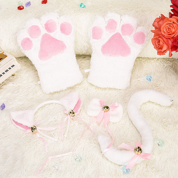 5 st Creative Cat Cosplay Kostym Katt Svans Öron Halsband Tassar G