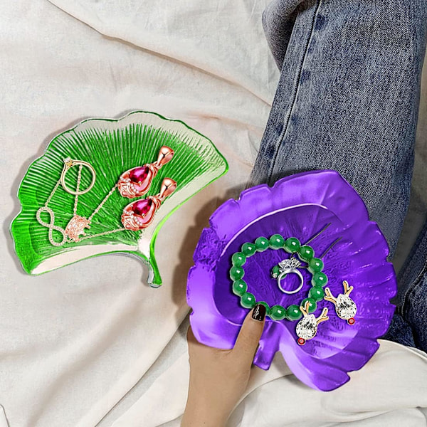 Blad Epoxy Resin Forme Bakke Silikoneform til Resin Smykker Pladeform DIY Støbning Irregulære Tropiske Blade Serveringsbakke Frugtskål Smykkeskrin (Gink