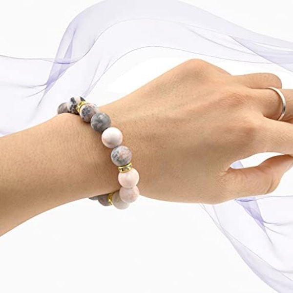 Perle armbånd til kvinder - Natrual Stones Bead Armbånd, Krystal og Chakra Armbånd, Yoga tilbehør, Rosenkvarts Stre