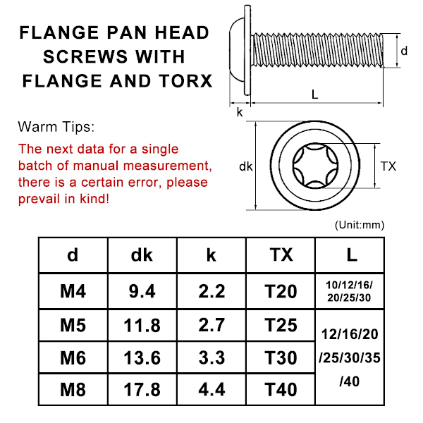 20 Stycken Kupolskruvar Med Krage M6x20mm Torxskruvar ISO 7380-2 Skruvar Kragskruvar Rostfritt Stål A2 V2A Maskinskruvar Gängskruv Helgängad