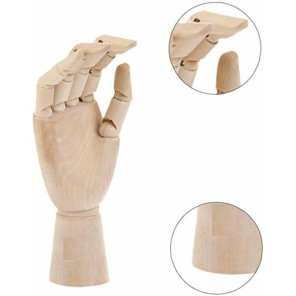 12 tuuman puinen käsimalli (oikea), joustavilla oikeanpuoleisilla sormiliitoksilla